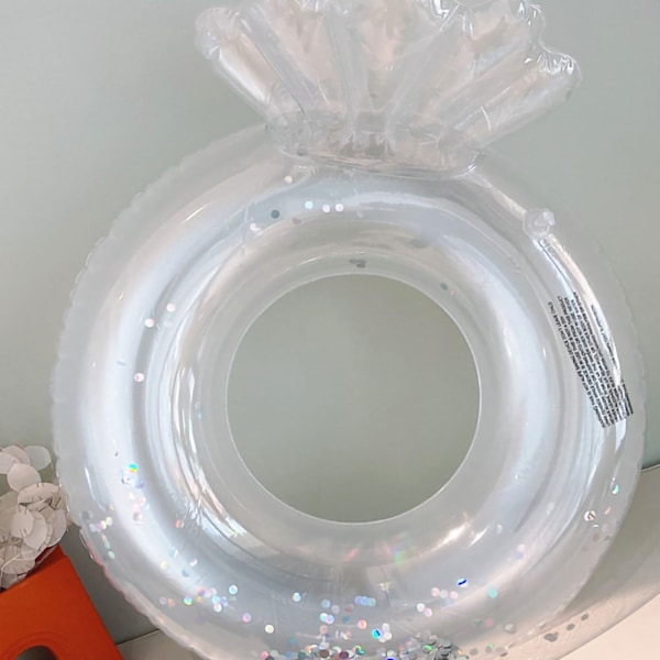 Svømme Ring Børn Pool Flydende Oppustelig Svømme Cirkel Transparent Sequin Skal Fortykket Pool Floaties Underarm 20‑35kg/44.1‑77.2lb