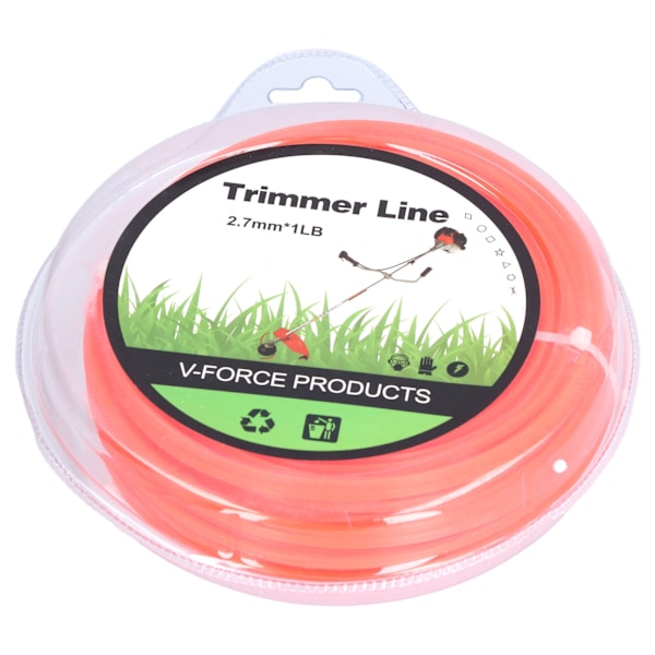 String Trimmer Replacement Line High Flexibility Easily Install Use Wear Resistant Mowing Nylon Trimmer Rope for MowersRed 2.7 Quadrate