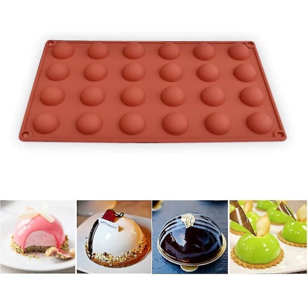 3 Pack Mini 24-onteloinen puolipallomainen silikoni molds suklaalle, kakulle, hyytelölle, kupulle, mousselle