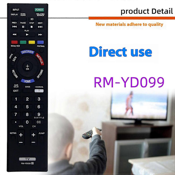 Typ A RM-YD099 Replacement Remote Control for Sony TV Universal Smart TV Remote Control