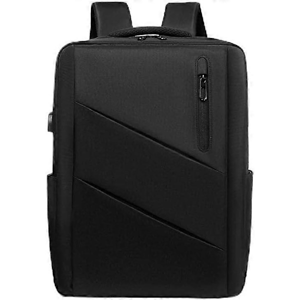 Expandable Laptop Backpack College Large Capacity Backpack (Black, 17 inch)