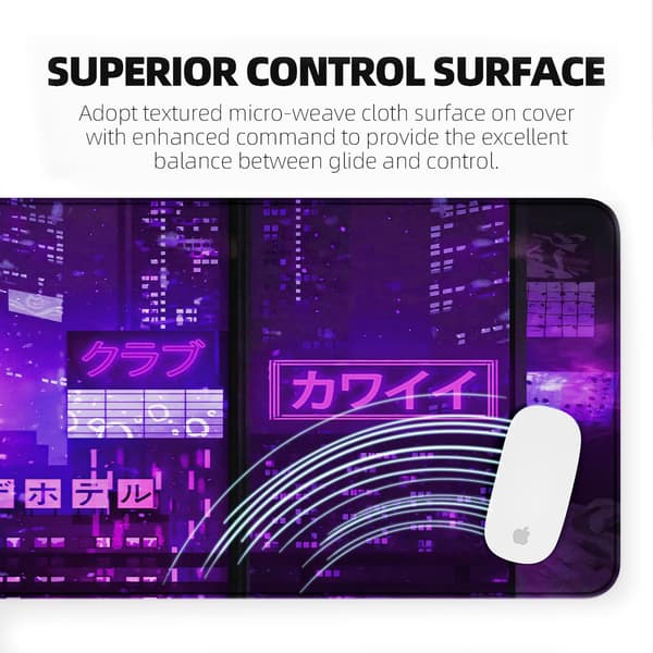 Cyber ​​City Night Musematte (800 * 300 * 3 mm) Utvidet Stor Musematte Skrivebordsmatte