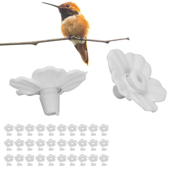 30 sarjaa Hummingbird Feeder Flowers Moniväriset Ainutlaatuiset Vaihdettavat Hummingbird Bird Feeder -kukkatarvikkeet Valkoinen while