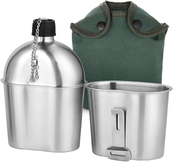 Militær vandflaskesæt 2 stk. 1000 ml 600 ml rustfrit stål militær