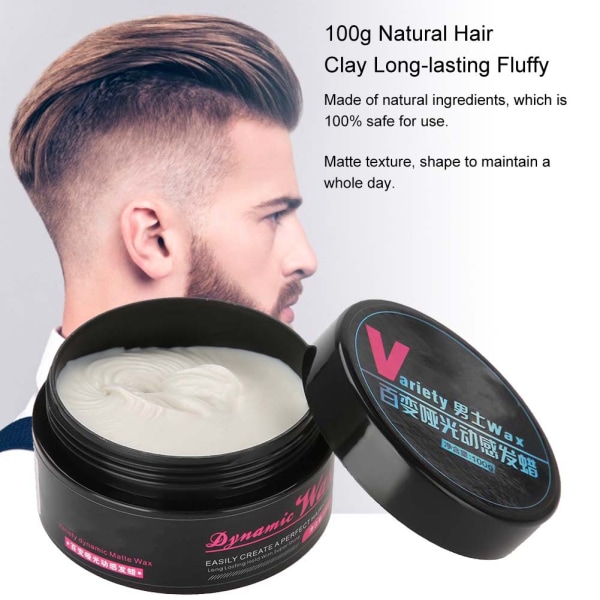 100 g Natural Hair Clay Langtidsholdbar, blødt hårmudder til hårstyling