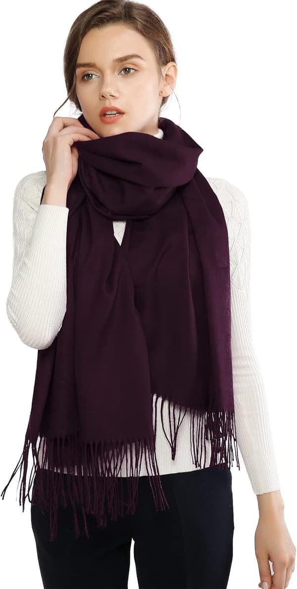 Dame Tørklæder Pashmina Sjaler og Wraps til Bryllupssjaler til Kvinder Vinter Dark Purple