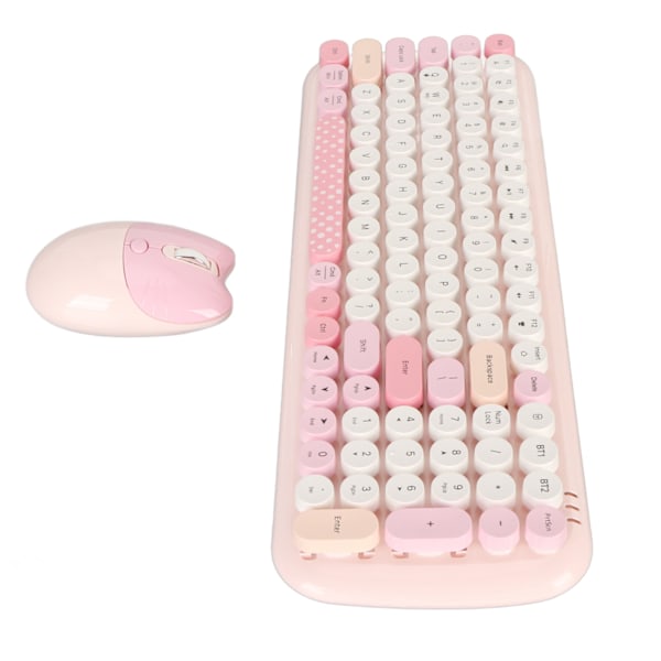 Trådløst Tastatur Mus Farverigt Fuldt Størrelse Skrivemaskine Tastatur Sød Optisk Mus til Windows PC Bærbar Computer Desktop Computer Pink
