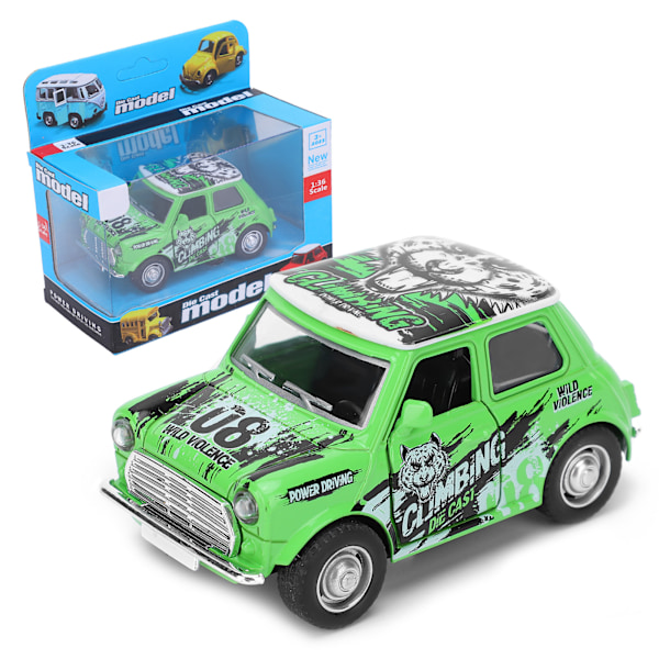 1:36 Mini Car Model Graffiti Pull Back Car Sound Light Battery Vehicles Child GiftGreen