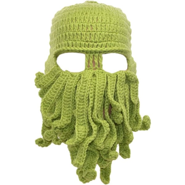 Unisex Stilig Octopus Knit Ski Hat Vindtett Ski Goggle Cap Hold ansiktet varmt grønt