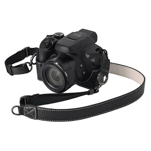 For Canon SX70 HS Camera Case with Shoulder Strap Large Cutout Litchi Texture PU Protective Cover -