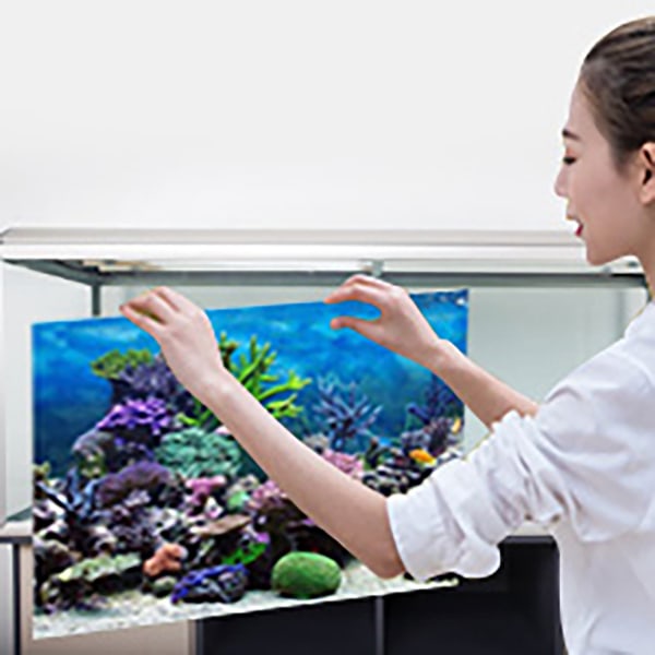 Selvklebende Seaworld Bakgrunnsplakat for Aquarium Fish Tank Decoration 122*61cm