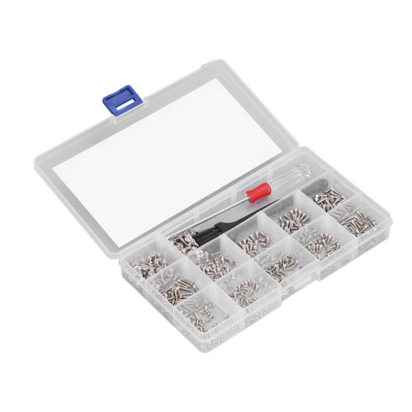 600st Datorskruvar Sortimentssats Micro Flat Head M2 M2.5 M3 med skruvmejselborste (silver)
