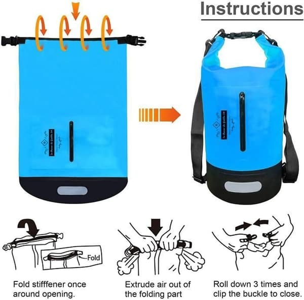 20L Flydende Vandtæt Dry Bag, Roll-Top Pose med Justerbar Rem, Blå