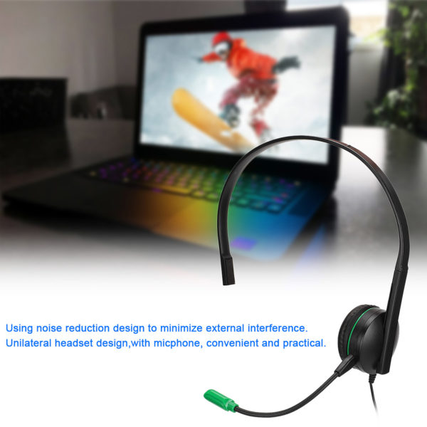 Unilateral Headset Head Mounted Gaming Headphone for XBOX one Black Green