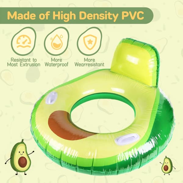 Kæmpe 3D Avocado Pool Float 94 cm - Tyk PVC Badeflåde til Pool/Strand, Sjovt Vandlegetøj Sommerfest (Phthalatfri)
