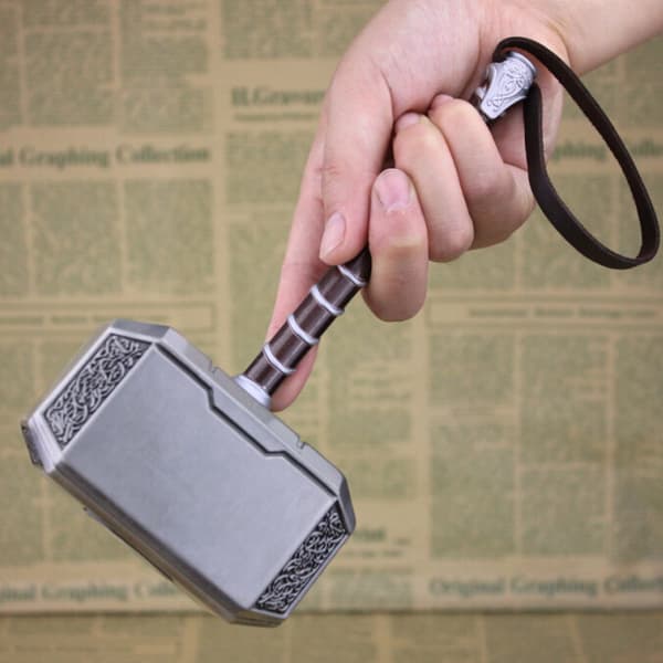 Thors Hammer Kostume Tilbehør, 20 cm Thors Hammer - Sølv Anden Generation