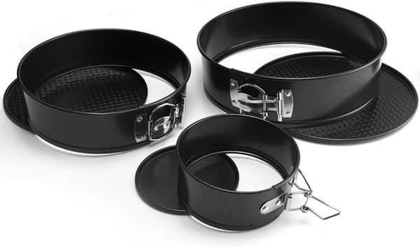 3 kakeformer, runde springformer med avtakbar bunn