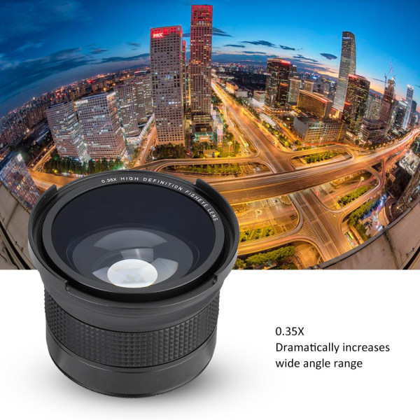 Supervidvinkelobjektiv for SLR DSLR-kamera - 58MM 0,35X Fisheye (svart)