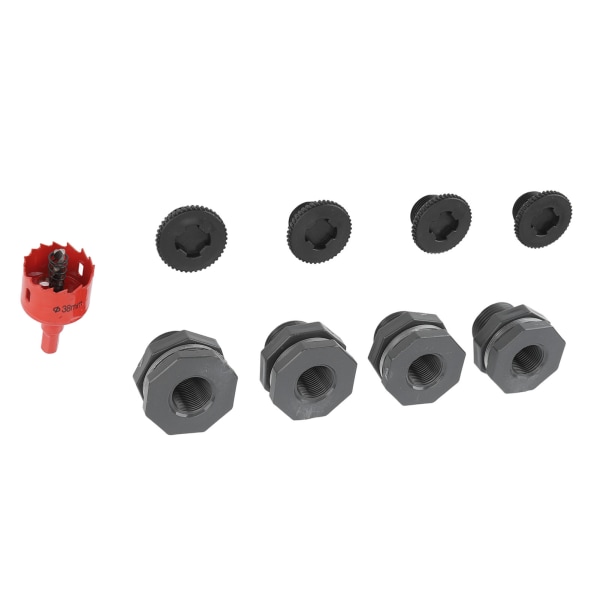 3/4 tommer regntønde skot fitting kit med propper hul sav værktøj PVC spigot konnektor kit til regntønder vandtanke pools akvarier kar