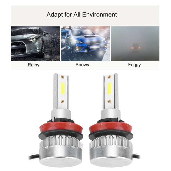 2 stk H8/H9/H11 bilforlygtepærer Vandtæt LED-tågelygte 110W 6000K