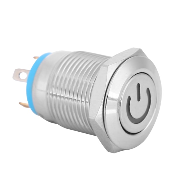Metalltryckknappsbrytare med blått LED-ljus - 12 mm, självåterställning, 1 normalt öppen strömbrytare (5V)