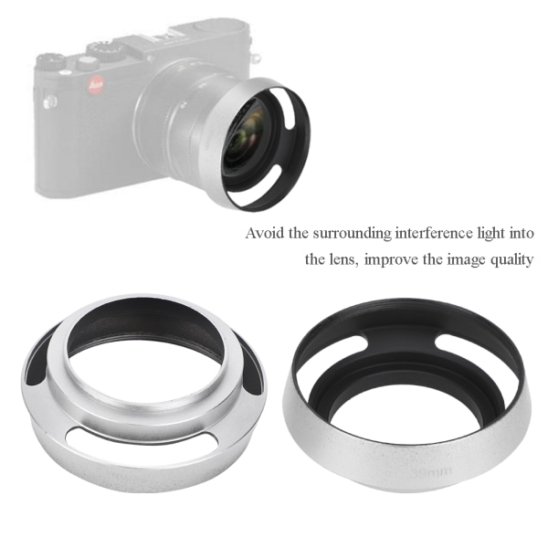 2 stk aluminiumslegering hul ud modlysblænde 39 mm til Leica kamera sølv