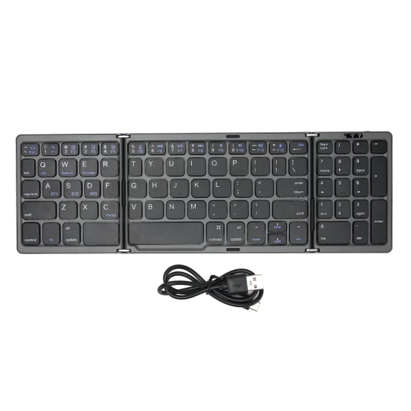 Foldbart Bluetooth-tastatur i lommestørrelse med 81 taster og numerisk tastatur