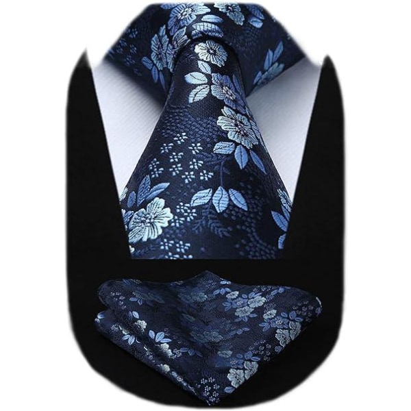 Ekstra lang blomstret Paisley-slips og lommetørklesett for menn