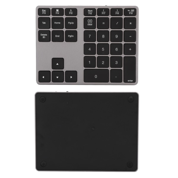 BT308 35 tangenter Numerisk tangentbord Uppladdningsbart trådlöst ultratunt tangentbord kompatibelt med Bluetooth 5.0 (järngrå)
