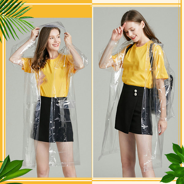 Regnfrakk Transparens Foldbar Vanntett Kompakt og Praktisk Regnkappe for Studenter Transparent Stil XL