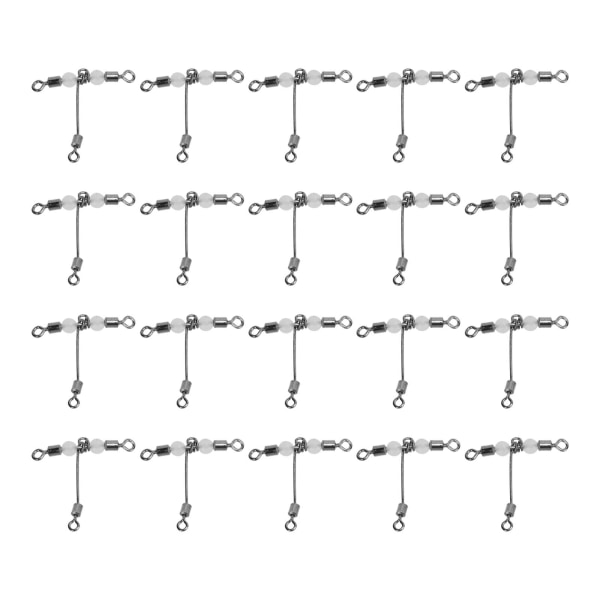20 stk. T Form Lysende Fiskesvirvel 3 Vejs Konnektor Krydslinje Rullesvirvel med Perler 4x5 #