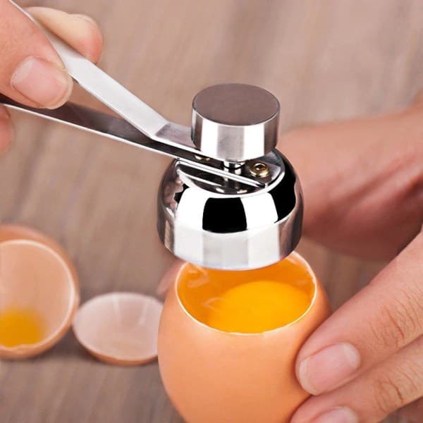 Praktisk eggetoppkutter, skallåpner, metall eggåpner sølv en størrelse