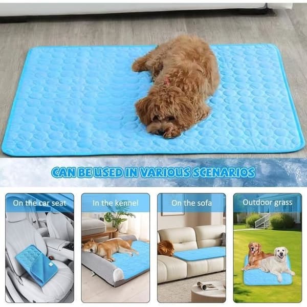 Kølemåtte - Giftfri - 100 x 70 cm - Til hunde og katte - Stor sommer-kølemåtte