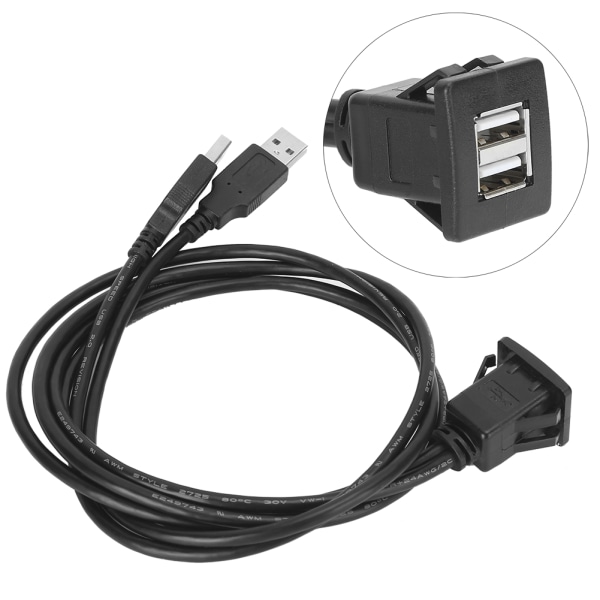 USB 2.0 forlengelseskabel Dobbel grensesnitt vanntett bildataoverføring Dashboard Adapter Cord2M/6.6ft