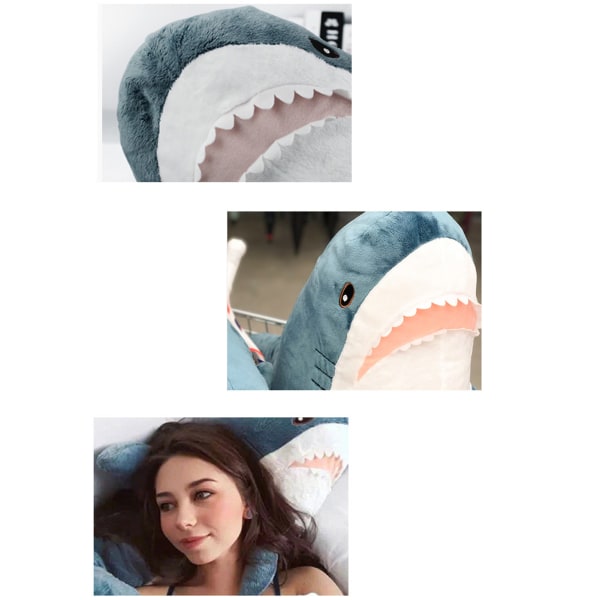 Shark Tyynyt Täytetyt Eläin Pehmo Pehmeä Pörröinen Hauskoja Lahjoja Rohkeiden poikien ja Tyttöjen Huoneeseen Shark Decor Sininen 45cm/17.72in