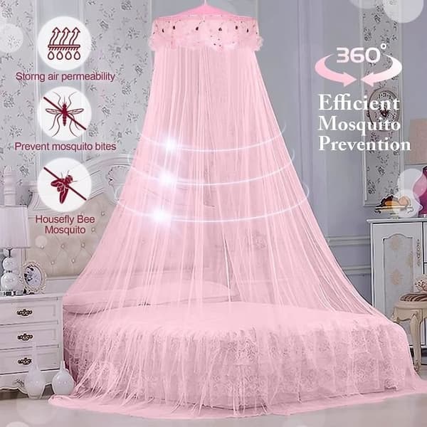 Myggenet Sengehimmel - PZCC - Prinsesse - Polyester - Lyserød - 60 cm diameter