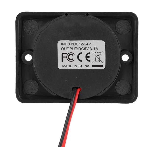 3.1A DC12V/24V svart bil dobbel USB-port strømladeruttak med LED (hvit)