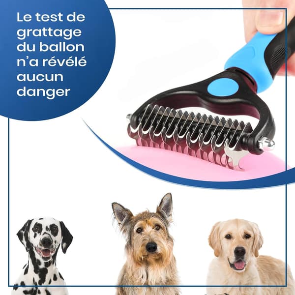Professionel børste til hunde og katte, børste til langt hår, dobbeltsidet anti-tangle kam, blå