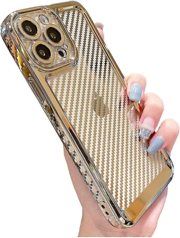 Plated Striped Case Compatible With iPhone 14 Pro Max/14 Pro, Soft Shockproof TPU Cover With Lens Protection