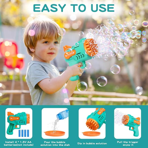 Bubble Machine, 29 Holes Bubble Guns for Kids, Silent Handheld Bubble Machine Bubble Gun Blaster