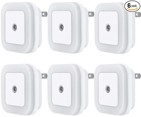 LED natlys med smart sensor skumring til daggry sensor, dagslys hvid, 0,5W plug-in, 6-pak