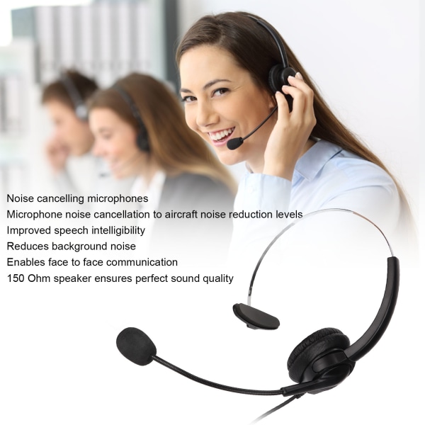 Online kursus- og callcenter-headset - mono, støjreduktion, dobbelt 3,5 mm stik, on-ear computerhovedtelefoner