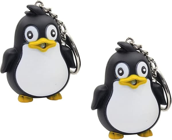 2 kpl pingviiniavainnippu, LED-valaistus äänellä (musta)