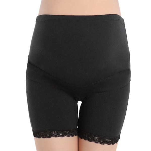 Gravide Højtaljede Sikkerhedsbukser Bløde Elastiske Justerbare Boyshorts Underbukser Sort XXXL