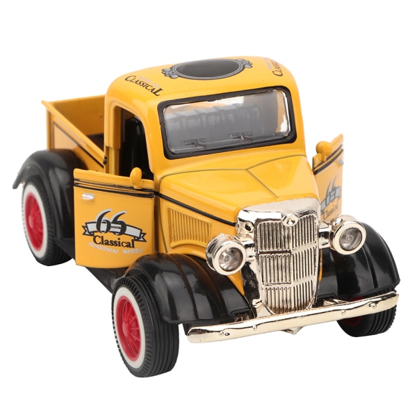Legering Pull Back Billeksak Pickup Truck Modell Diecast Toy Ljud Ljus Bil Fordon Leksaker (Gul)