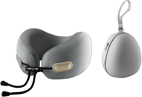 Memory Foam Nakkepude til Rejser – Ergonomisk og kompakt design, egnet til fly, biler og lange ture (grå) grey