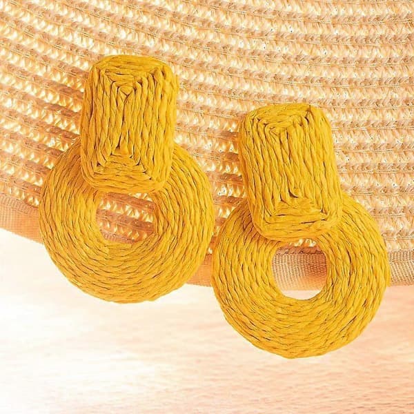 Statement Raffia Øredobber Søte Boho Øredobber Rattan Hengende Øredobber
