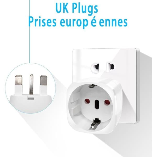 2-delt UK stikadapter, Europa til UK Type G rejseadapter, hvid