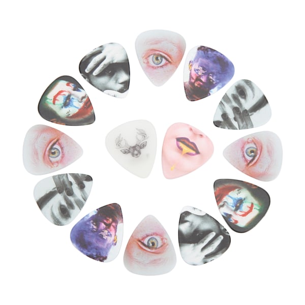 13 Stk Guitar Picks Medium Celluloid Guitar Plectrums with Box Instrument Accessories Human