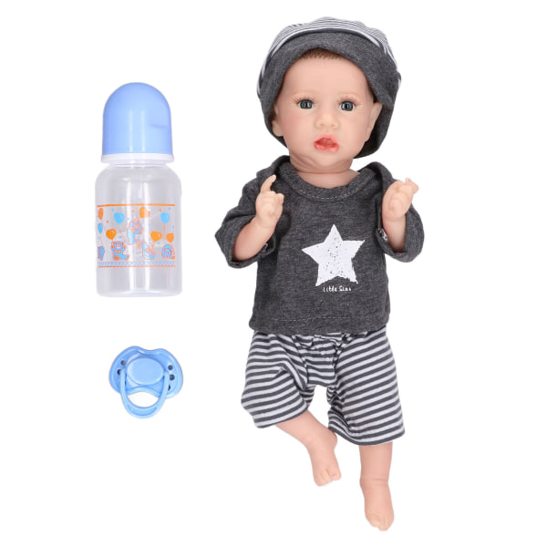 12-tommers Reborn Baby Dolls Fleksible lemmer Myk silikon naturtro dukkeleke med Milk BottleBoy